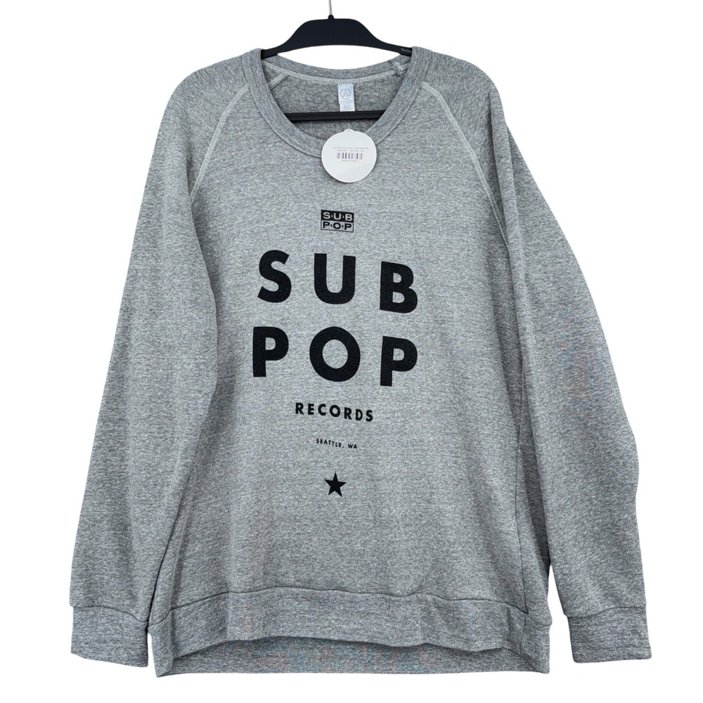 Alternative Sub Pop Records Sweatshirt Women 3XL Poly Cotton Rayon Grey
